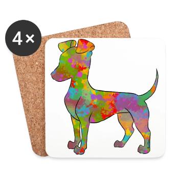 Manchester Terrier Multicolor - Untersetzer (4er-Set) - Weiß - Vorne