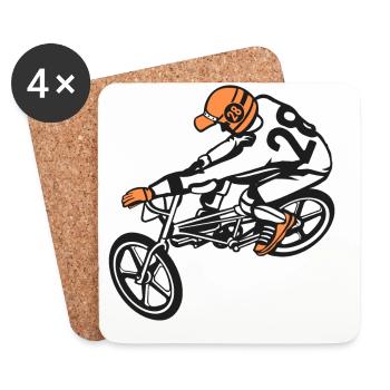 BMX Fahrrad / Bike 01_dreifarbig - Untersetzer (4er-Set) - Weiß - Vorne