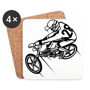 BMX Fahrrad / Bike 01_schwarz - Untersetzer (4er-Set) - Weiß - Vorne