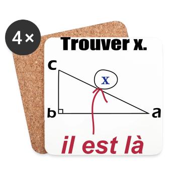 x est ici - Dessous de verre (lot de 4) - blanc - Devant