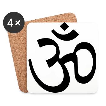 OM symbole de la Syllabe Sainte Hindoue Bouddhiste Mantra Aum - Dessous de verre (lot de 4) - blanc - Devant