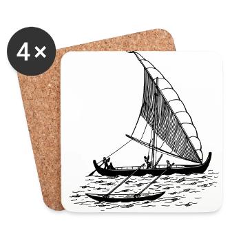 paddle boat sail boat rowboat sailboat35 - Coasters (set of 4) - white - Front