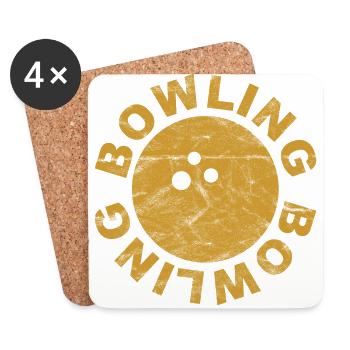 Bowlen Bowlingkugel Bowling - vintage - Untersetzer (4er-Set) - Weiß - Vorne