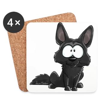 Ich bin Deutscher Schäferhund schwarz - Untersetzer (4er-Set) - Weiß - Vorne