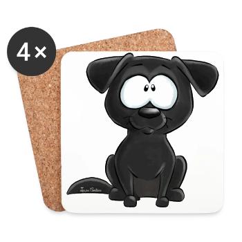 Labrador Noir - Dessous de verre (lot de 4) - blanc - Devant