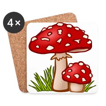 pilze mushrooms fungi veggie gemuese vegetables18 - Untersetzer (4er-Set) - Weiß - Vorne