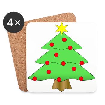renne hiver père noël chr laid - Dessous de verre (lot de 4) - blanc - Devant
