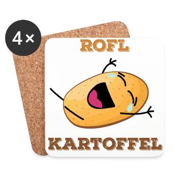 Roflkartoffel Vegan-Style - Untersetzer (4er-Set) - Weiß - Vorne