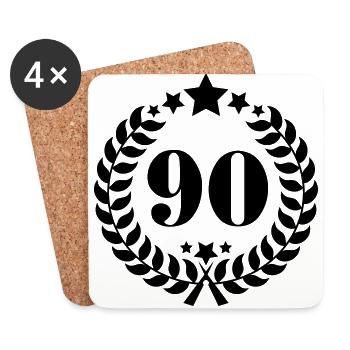 90. Geburtstags Kranz - Anniversary Wreath - Untersetzer (4er-Set) - Weiß - Vorne