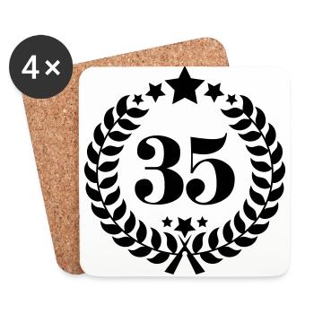 35. Geburtstags Kranz - Anniversary Wreath - Untersetzer (4er-Set) - Weiß - Vorne