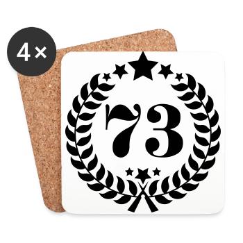 73. Geburtstags Kranz - Anniversary Wreath - Untersetzer (4er-Set) - Weiß - Vorne
