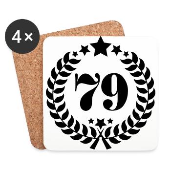 79. Geburtstags Kranz - Anniversary Wreath - Untersetzer (4er-Set) - Weiß - Vorne