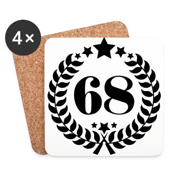 68. Geburtstags Kranz - Anniversary Wreath - Untersetzer (4er-Set) - Weiß - Vorne