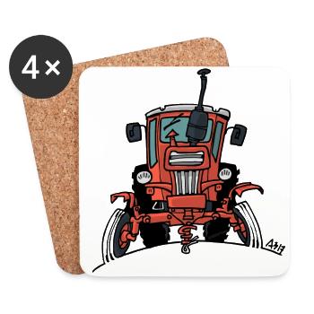 512 Old red tractor - Coasters (set of 4) - white - Front