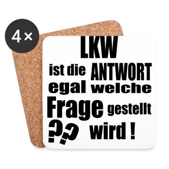 Antwort auf alles LKW - Untersetzer (4er-Set) - Weiß - Vorne