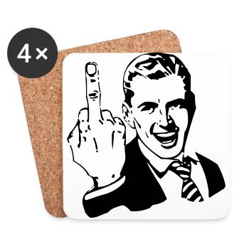 Mittelfinger - Untersetzer (4er-Set) - Weiß - Vorne