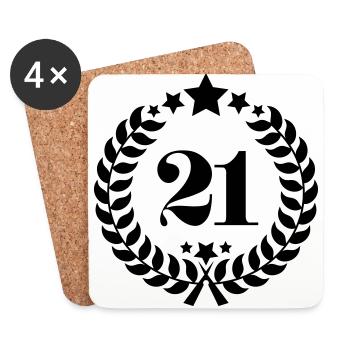 21ter numéro de bague d'anniversaire 21 ans - Dessous de verre (lot de 4) - blanc - Devant