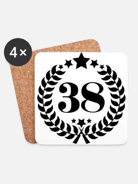 38ter Geburtstag Kranz Zahl 38 Jahrgang Alter - Untersetzer (4er-Set) - Weiß