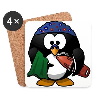 Cute penguin on the way to swimming - Coasters (set of 4) - white - Front
