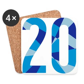 20th Birthday - Number in polygon design - Coasters (set of 4) - white - Front