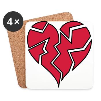 HEARTBROKEN <3 - Coasters (set of 4) - white - Front