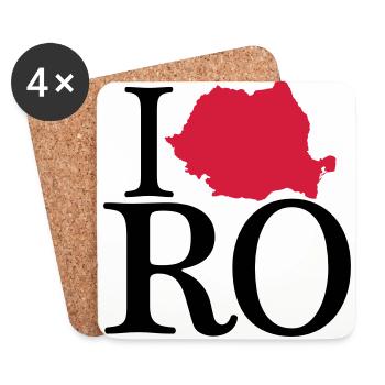 J'adore RO - J'adore la Roumanie - Dessous de verre (lot de 4) - blanc - Devant