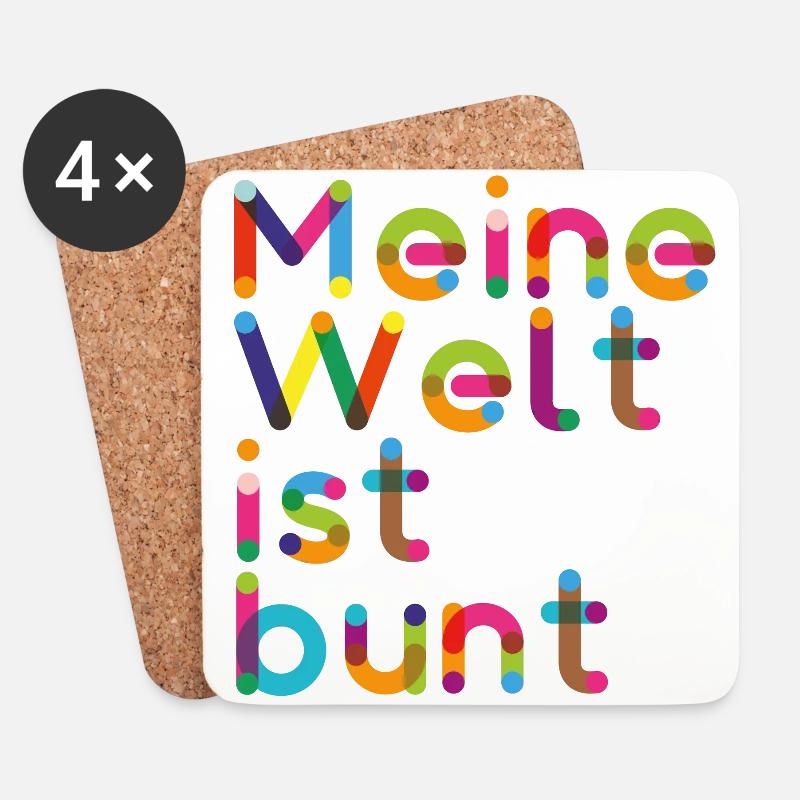 Meine Welt ist Bunt - Geschenkidee - Untersetzer (4er-Set) - Weiß