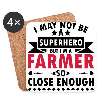 i may not be a superhero but i m a farmer-bauern - Untersetzer (4er-Set) - Weiß - Vorne