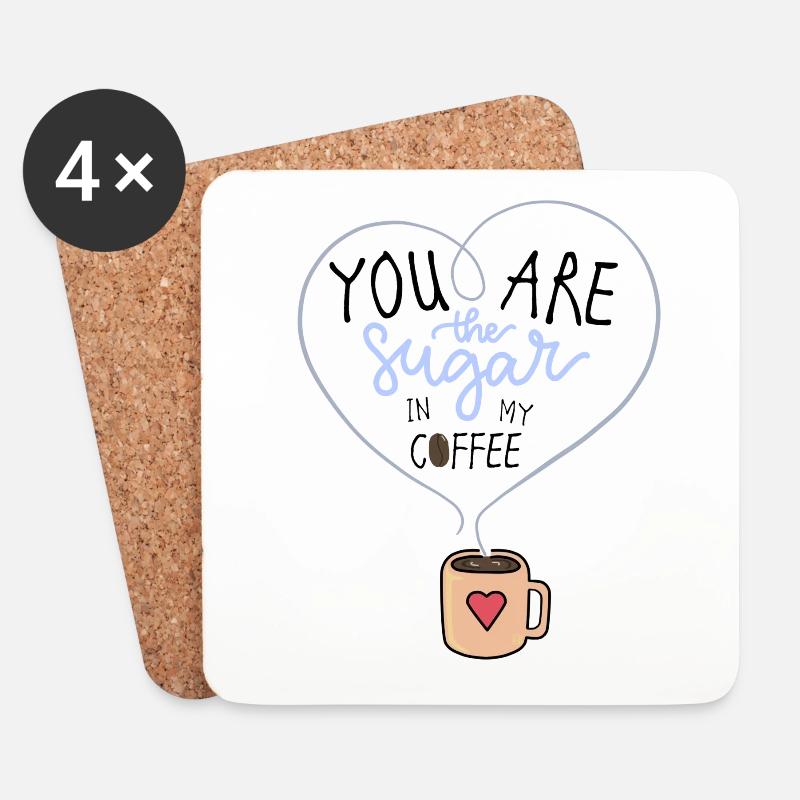 Zucker in meinem Kaffee - Untersetzer (4er-Set) - Weiß