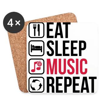 Eat Sleep Musique Répéter - Dessous de verre (lot de 4) - blanc - Devant