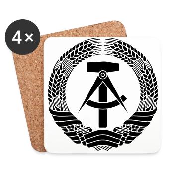 Armoiries DDR (noir) - Dessous de verre (lot de 4) - blanc - Devant