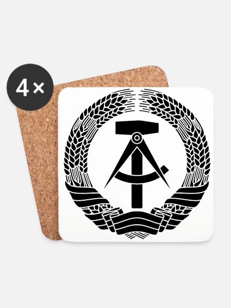 DDR Wappen (schwarz) - Untersetzer (4er-Set) - Weiß