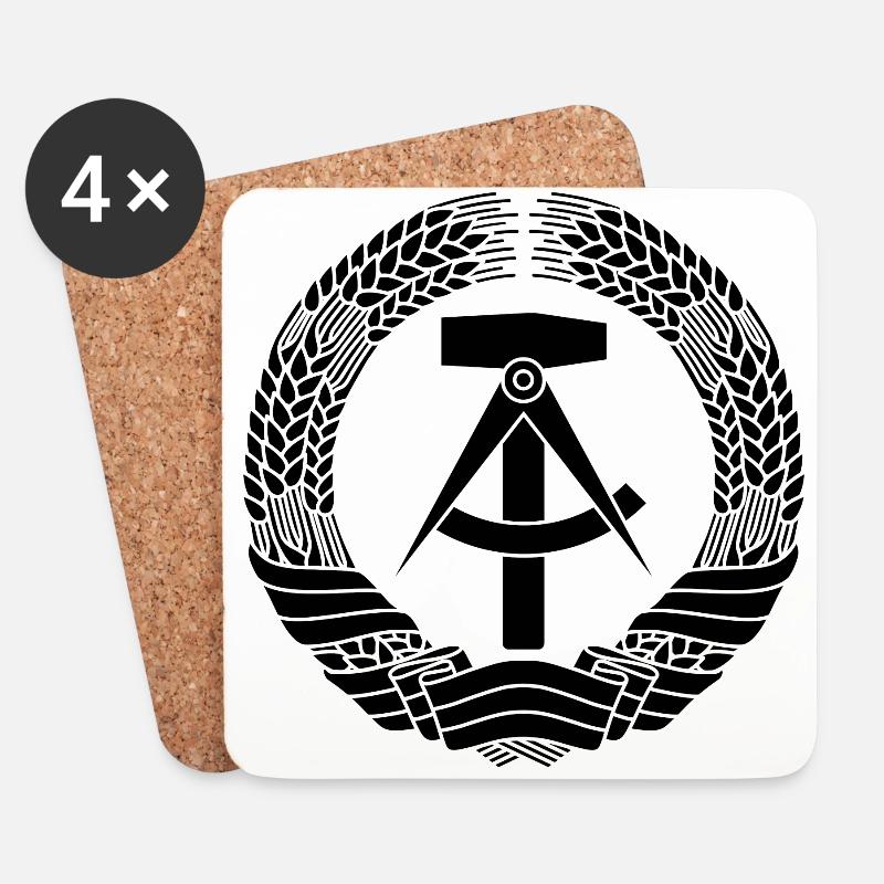 DDR Wappen (schwarz) - Untersetzer (4er-Set) - Weiß
