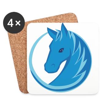 Horse Logo Circle Flat Design blue - Coasters (set of 4) - white - Front
