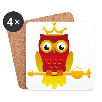 King owl with scepter - Coasters (set of 4) - white - Front