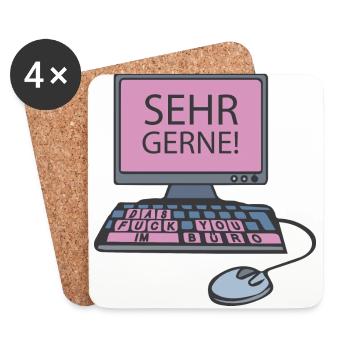 PC - Sehr gerne - pink - Untersetzer (4er-Set) - Weiß - Vorne