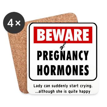 Beware Pregnancy Hormones Baby pregnant Humor - Untersetzer (4er-Set) - Weiß - Vorne