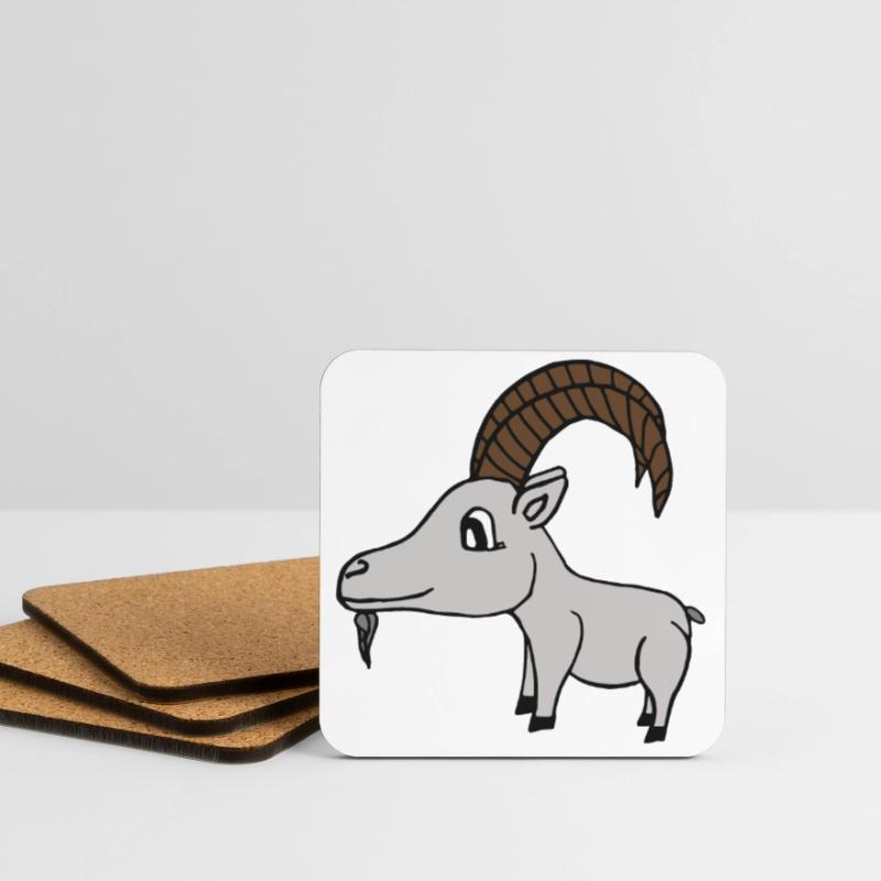 douce chèvre avec des cornes, douce idée de cadeau Dessous de verre (lot de 4)