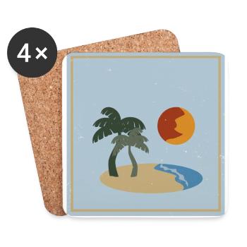 Sommer Geschenk Urlaub Sonne Insel Palmen Spaß - Untersetzer (4er-Set) - Weiß - Vorne