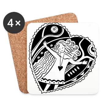 La fille danse avec joie - Dessous de verre (lot de 4) - blanc - Devant