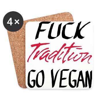 FUCK Tradition GO VEGAN - Dessous de verre (lot de 4) - blanc - Devant