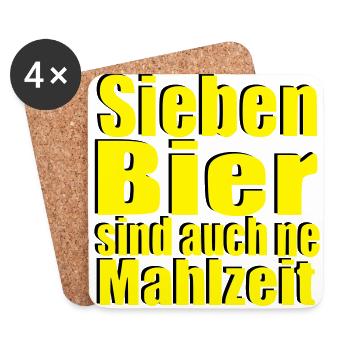 Sieben Bier sind auch ne Mahlzeit Mann Statement - Untersetzer (4er-Set) - Weiß - Vorne