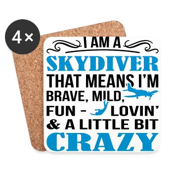 Skydiver A Little Bit Crazy - Untersetzer (4er-Set) - Weiß - Vorne