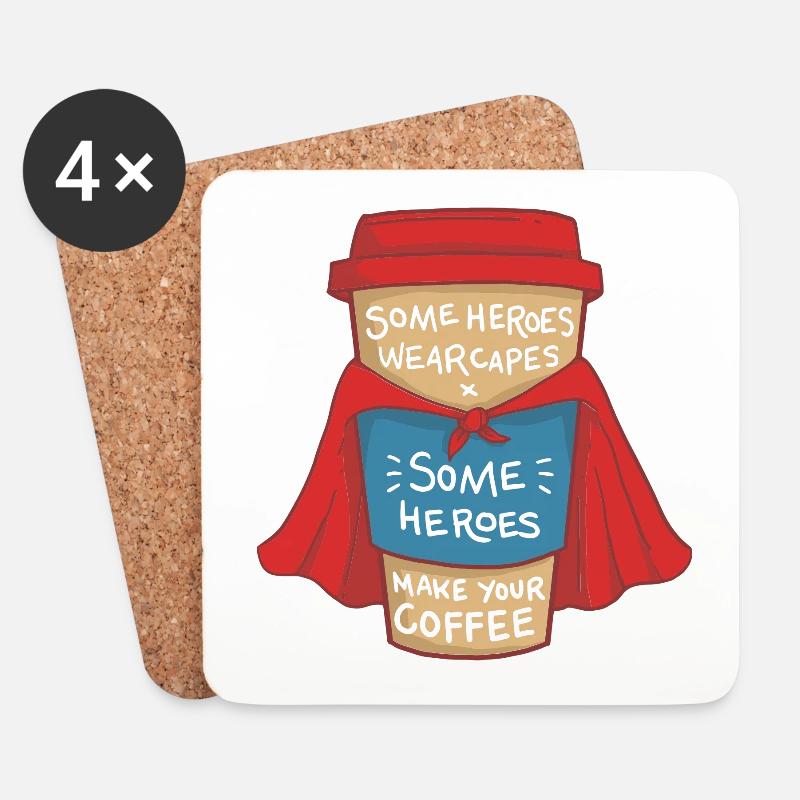 Manche Helden tragen Umhang ich mach deinen Kaffee - Untersetzer (4er-Set) - Weiß