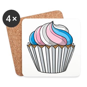 Cupcake Transgender Pride - Dessous de verre (lot de 4) - blanc - Devant