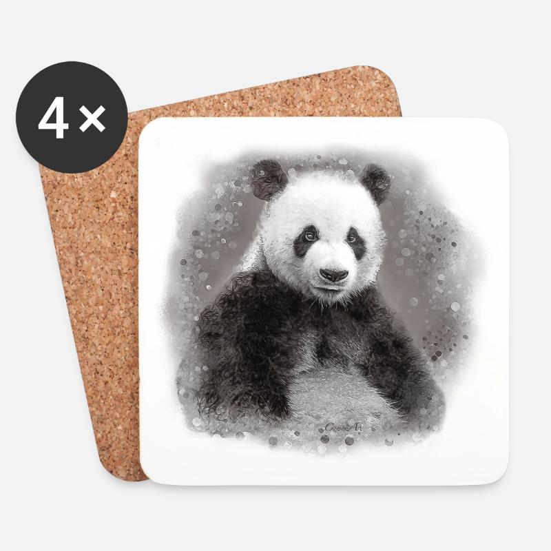 Panda - Untersetzer (4er-Set) - Weiß