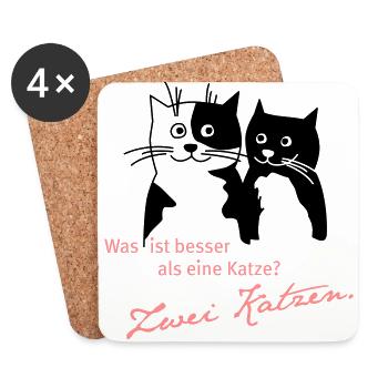 2 Katzen besser als 1 - Untersetzer (4er-Set) - Weiß - Vorne