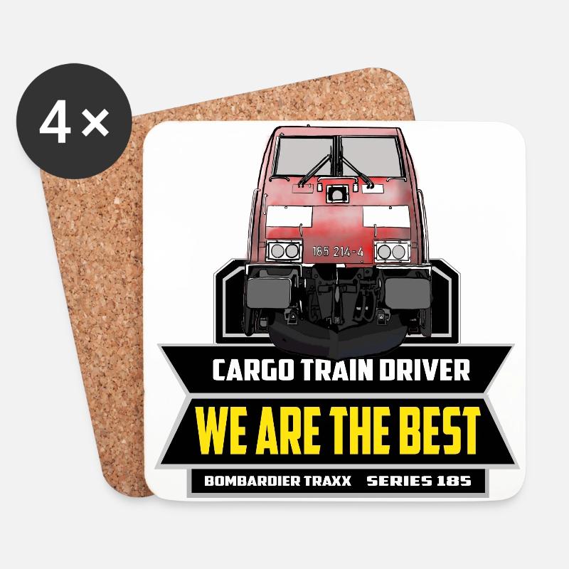 Cargo Train Driver - Zugführer Baureihe 185 - Untersetzer (4er-Set) - Weiß