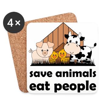 Save animals, eat people - Coasters (set of 4) - white - Front