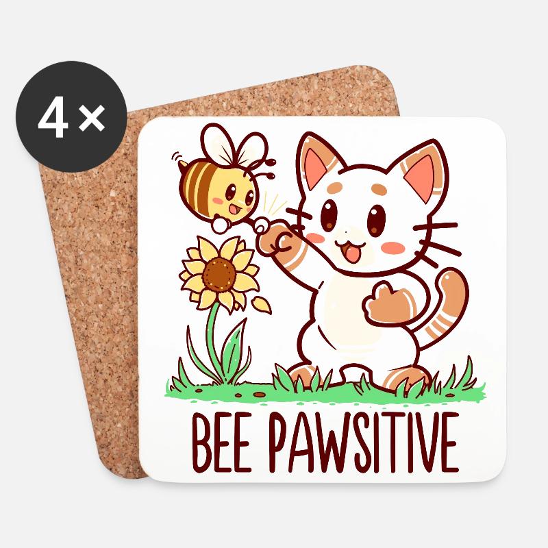 Biene Pawsitive - Untersetzer (4er-Set) - Weiß